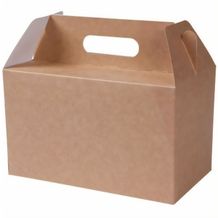 Karton-Lunchboxen mit Griff L, 25 x 15 x 15 cm, faltbar [75er Pack] (braun / weiß) (Art.-Nr. CA438807)