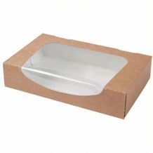 Karton-Sichtfenster-Schachteln 900 ml, PLA-Folie, faltbar [400er Pack] (braun / weiß) (Art.-Nr. CA996109)