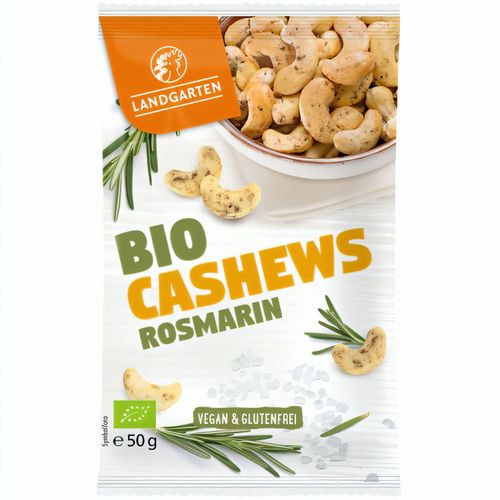 Bio Cashews Rosmarin (50g) (Art.-Nr. CA139764) - Cashewkerne mit Rosmarin in Verpackung