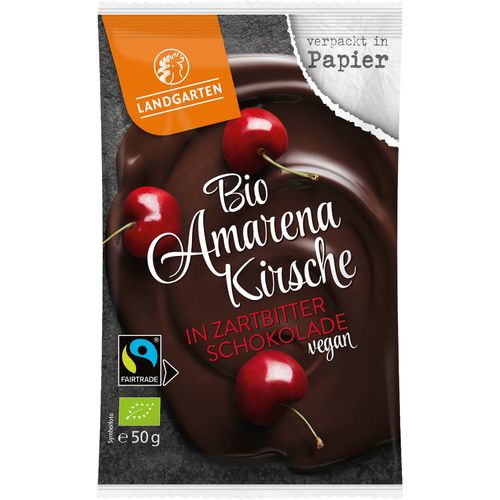 Bio Amarenakirsch in Zartbitterschokolade (50g) (Art.-Nr. CA243925) - Gefriergetrocknete Amarenakirschen...