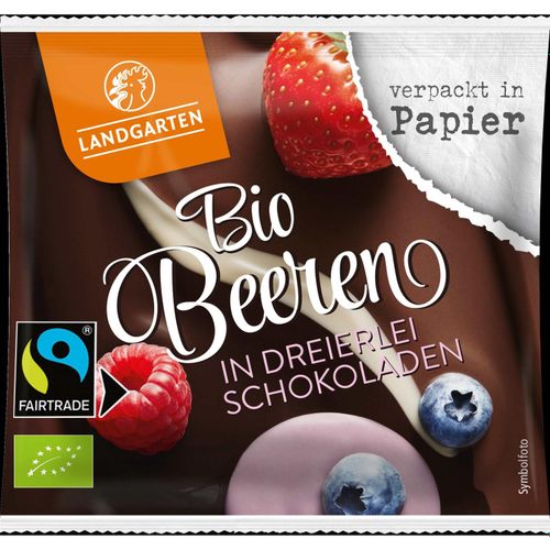 Bio Beeren in Dreierlei Schokoladen (15g) (Art.-Nr. CA825645) - Gefriergetrocknete Himbeeren in Zartbitt...