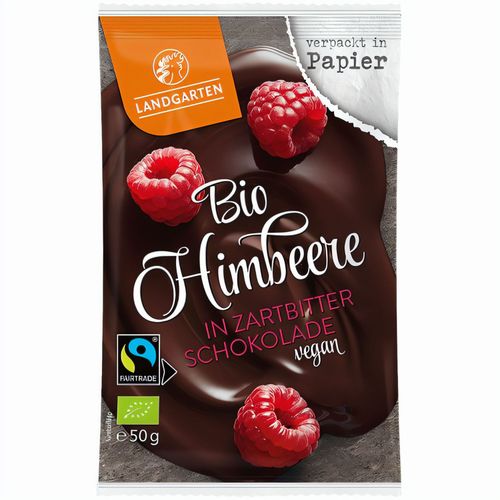 Bio Himbeere in Zartbitterschokolade (50g) (Art.-Nr. CA868632) - gefriergetrocknete Himbeeren umhüll...