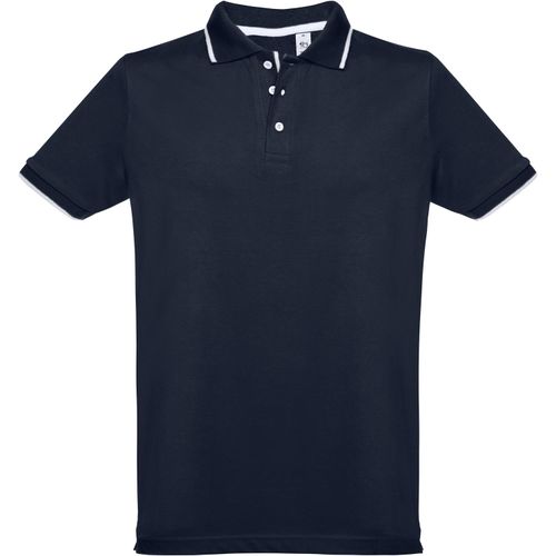 THC ROME. Zweifarbiges Baumwoll-Poloshirt für Herren (Art.-Nr. CA015361) - Herren Poloshirt aus Piqué Stoff 100...