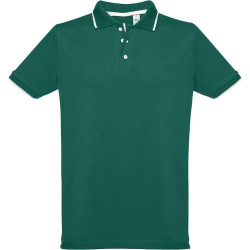 THC ROME. Zweifarbiges Baumwoll-Poloshirt für Herren (Art.-Nr. CA027274) - Herren Poloshirt aus Piqué Stoff 100...