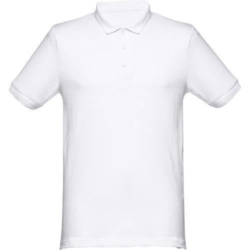 THC MONACO WH. Kurzarm-Poloshirt für Herren aus kardierter Baumwolle (Art.-Nr. CA042938) - Herren Poloshirt aus Piqué Stoff 100...