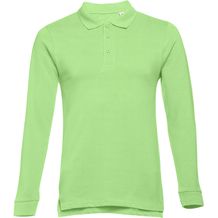 THC BERN. Langarm-Poloshirt für Herren aus kardierter Baumwolle (hellgrün) (Art.-Nr. CA076261)