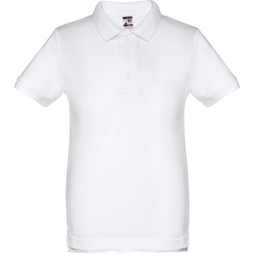 THC ADAM KIDS WH. Kurzärmeliges Poloshirt für Kinder (unisex). Farbe Weiß (Art.-Nr. CA085548) - Kinder Poloshirt aus Piqué Stoff 100...