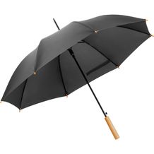 APOLO. PET (100% rPET)-Schirm aus Pongee mit automatischer Öffnung (Schwarz) (Art.-Nr. CA094496)