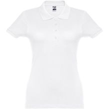 THC EVE WH. Kurzarm-Poloshirt mit Gürtel für Damen aus kardierter Baumwolle (weiß) (Art.-Nr. CA099331)