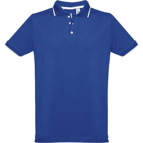 THC ROME. Zweifarbiges Baumwoll-Poloshirt für Herren (Art.-Nr. CA133057) - Herren Poloshirt aus Piqué Stoff 100...