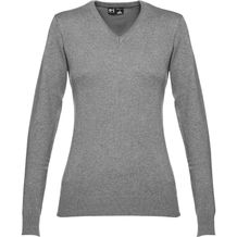 THC MILAN WOMEN. Pullover mit V-Ausschnitt für Damen aus Baumwolle und Polyamid (Grau melliert) (Art.-Nr. CA139823)