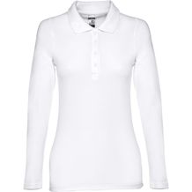 THC BERN WOMEN WH. Langärmeliges Poloshirt für Damen aus kardierter Baumwolle (weiß) (Art.-Nr. CA165685)