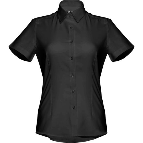 THC LONDON WOMEN. Oxford-Hemd mit kurzen Ärmeln für Frauen (Art.-Nr. CA169236) - Damen kurzarm Oxford Bluse aus 70%...