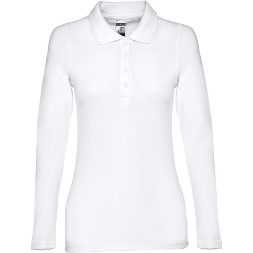 THC BERN WOMEN WH. Langärmeliges Poloshirt für Damen aus kardierter Baumwolle (Art.-Nr. CA228893) - Damen langsam Poloshirt aus Piqué Stoff...