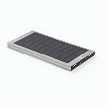 CLERK. 8'000 mAh Powerbank mit Solarpanel aus 100% recyceltem Aluminium (Satinsilber) (Art.-Nr. CA283066)