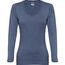 THC BUCHAREST WOMEN. Langärmeliges tailliertes T-Shirt für Frauen aus Baumwolle (blau melliert) (Art.-Nr. CA312880)