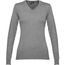 THC MILAN WOMEN. Pullover mit V-Ausschnitt für Damen aus Baumwolle und Polyamid (Grau melliert) (Art.-Nr. CA321566)