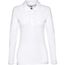 THC BERN WOMEN WH. Langärmeliges Poloshirt für Damen aus kardierter Baumwolle (weiß) (Art.-Nr. CA393304)