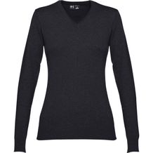 THC MILAN WOMEN. Pullover mit V-Ausschnitt für Damen aus Baumwolle und Polyamid (Schwarz) (Art.-Nr. CA454027)