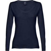 THC BUCHAREST WOMEN. Langärmeliges tailliertes T-Shirt für Frauen aus Baumwolle (dunkelblau) (Art.-Nr. CA479762)