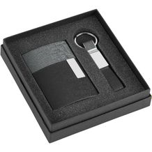 TRAVOLTA. Karten- und Schlüsselanhängerset aus Metall und PU (hellgrau) (Art.-Nr. CA492962)