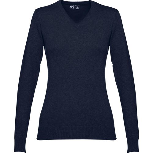 THC MILAN WOMEN. Pullover mit V-Ausschnitt für Damen aus Baumwolle und Polyamid (Art.-Nr. CA493403) - Damen Pullover mit V-Ausschnitt aus 70%...