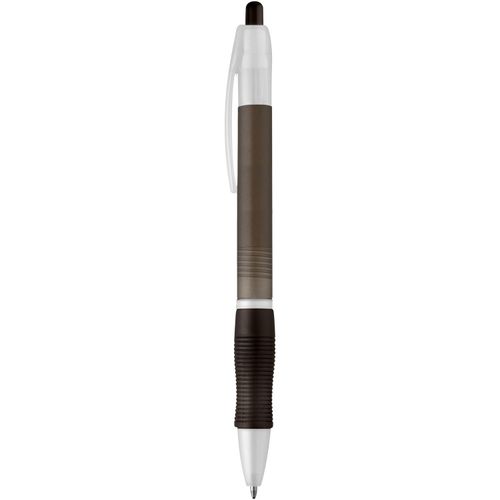 SLIM BK. Kugelschreiber mit Gummigriff (Art.-Nr. CA497359) - Kugelschreiber transparent mit schwarzsc...