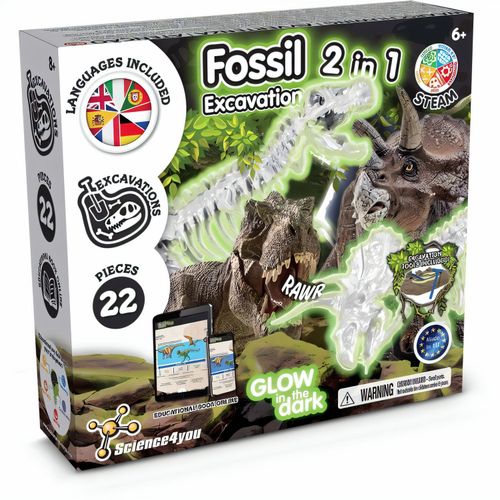2 in 1 Fossil Excavation Kit III. Lernspiel lieferung inklusive einer kraftpapiertasche (115 g/m²) (Art.-Nr. CA514978) - Dinosaurier Fossil Excavations 2in1...