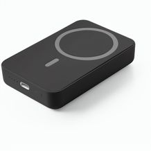 AMPERE 10. Magnetische Powerbank mit 10'000 mAh und superschnellem kabellosem Ladegerät (15 W) aus 100% rABS (Schwarz) (Art.-Nr. CA653531)