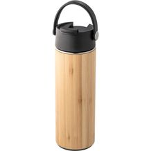 LAVER. Thermosflasche aus Bambus, Edelstahl und PP 440 ml (Schwarz) (Art.-Nr. CA707334)