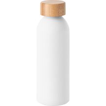 QUETA. Aluminiumflasche mit Bambusdeckel 550 ml (weiß) (Art.-Nr. CA714971)