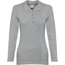 THC BERN WOMEN. Damen Langarm-Poloshirt (hellgrau melliert) (Art.-Nr. CA742700)