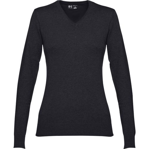 THC MILAN WOMEN. Pullover mit V-Ausschnitt für Damen aus Baumwolle und Polyamid (Art.-Nr. CA863772) - Damen Pullover mit V-Ausschnitt aus 70%...