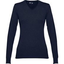 THC MILAN WOMEN. Pullover mit V-Ausschnitt für Damen aus Baumwolle und Polyamid (dunkelblau) (Art.-Nr. CA902238)