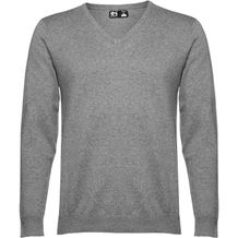 THC MILAN. Herren-Pullover mit V-Ausschnitt aus Baumwolle und Polyamid (Grau melliert) (Art.-Nr. CA969467)