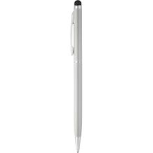 ZOE. Aluminium-Kugelschreiber mit Drehmechanik und einer Touch-Spitze (Satinsilber) (Art.-Nr. CA978302)