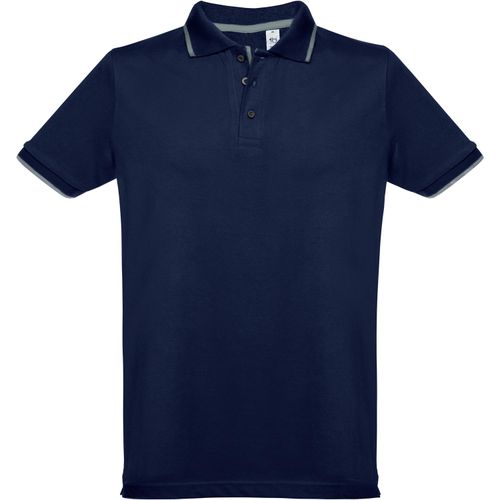 THC ROME. Zweifarbiges Baumwoll-Poloshirt für Herren (Art.-Nr. CA984636) - Herren Poloshirt aus Piqué Stoff 100...
