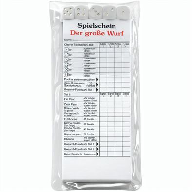 Würfelspiel "Der große Wurf" im Etui