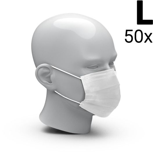 Mund-Nasen-Schutz "3-Ply" 50er Set. Größe L (Bild 1)