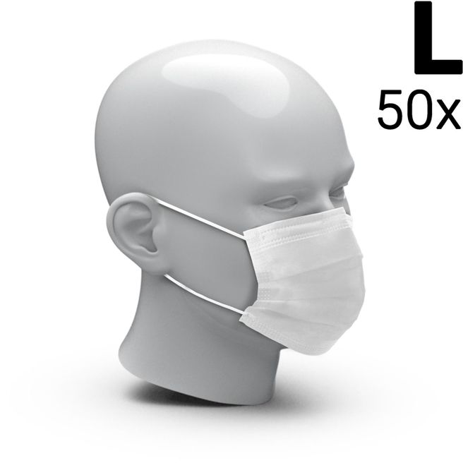 Produktabbildung Mund-Nasen-Schutz "3-Ply" 50er Set. Größe L Mund-Nasen-Schutz "3-Ply" 50er Set. Größe L