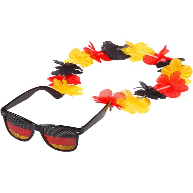 Spaßbrille "Germany" mit Blumenkette