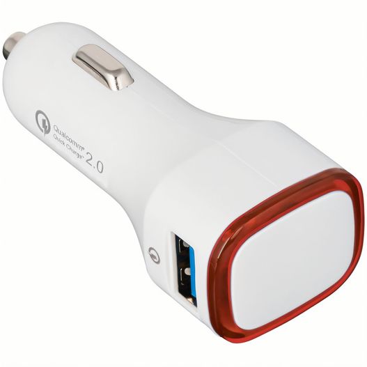 ein weißes und rotes auto-ladegerät mit einem usb-port USB-Autoladeadapter Quick Charge 2.0® (Bild 1)