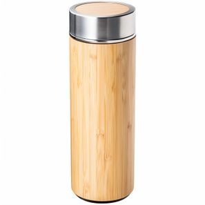 Isolierflasche aus Edelstahl und Bambus mit Teesieb
