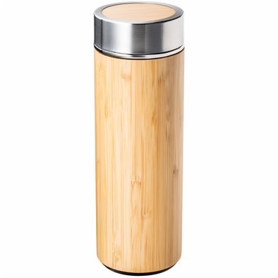 Isolierflasche aus Edelstahl und Bambus mit Teesieb
