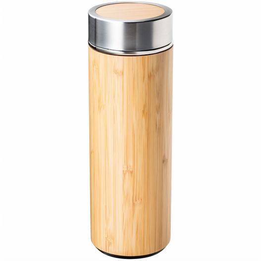 bambus-tumble mit metalldeckel Isolierflasche aus Edelstahl und Bambus mit Teesieb (Bild 1)