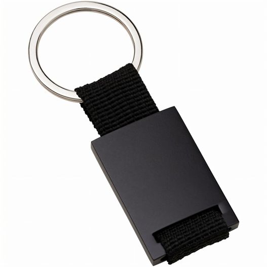 eine schwarze schlüsselkette mit einem metallring Schlüsselanhänger (Bild 1)