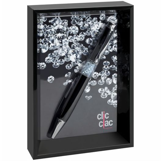 ein stift sitzt in einer schwarzen box Bilderrahmen mit Kugelschreiber CLIC CLAC-BEKASI (Bild 1)