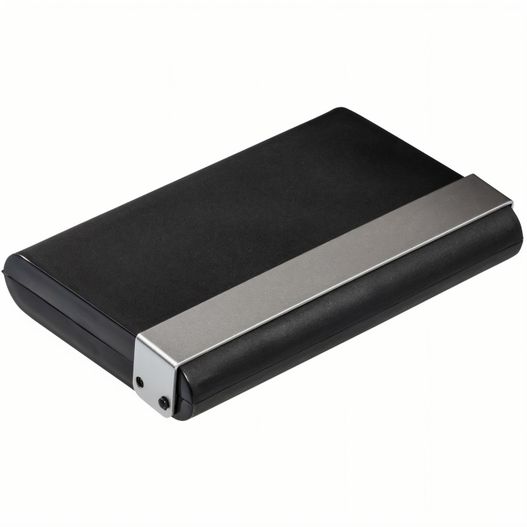 ein schwarzes und silbernes elektronisches gerät auf weißem hintergrund Kredit- und Visitenkartenbox (Bild 1)