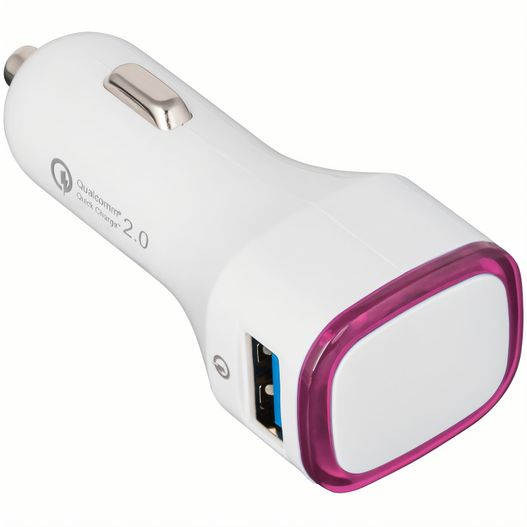 ein weißes und rosa auto ladegerät mit einem usb-port USB-Autoladeadapter Quick Charge 2.0® (Bild 1)