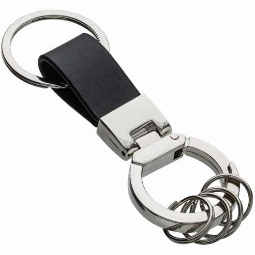 eine schlüsselkette aus metall mit einem schwarzen lederarmband MONCOFA (Bild 1)